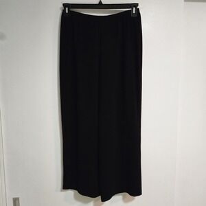 Tom and Linda Platt Size 8 Black Crepe Pull On Wide Leg Dress Crop Pants 28x24